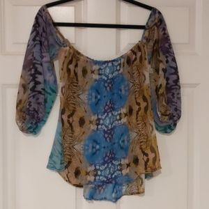 Elan Off-The-Shoulder Sheer Top